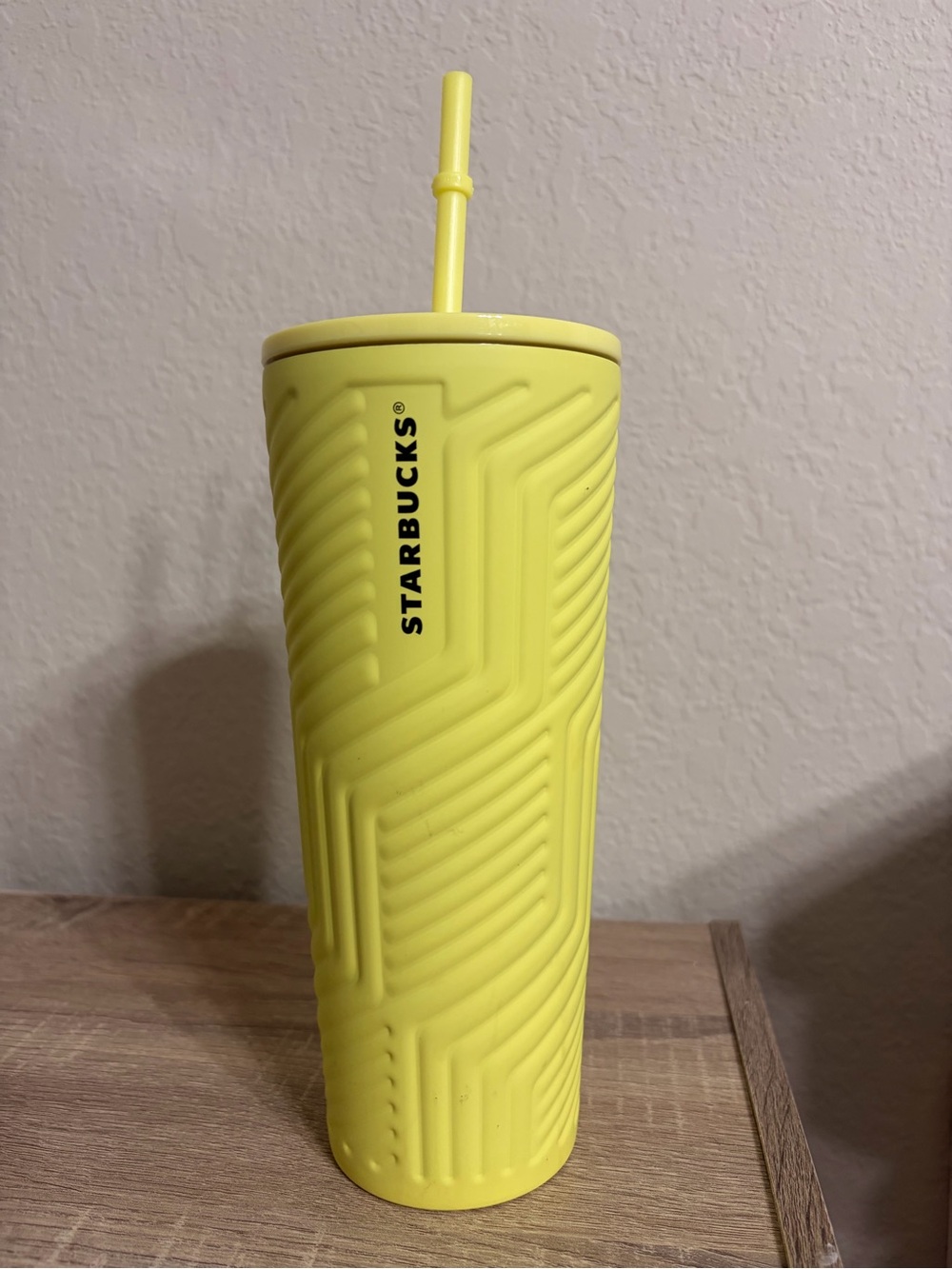 Starbucks Stainless Steel Yellow Textured Reusable Tumbler with Straw